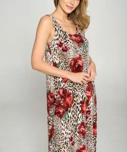 Jostar Dresses Stretchy Long Tank Dress Print -700BN-TRP1-W307