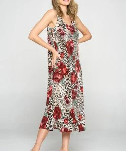 Jostar Women's Stretchy Tank Long Dress Sleeveless Plus Print, 700BN-TXP-W307