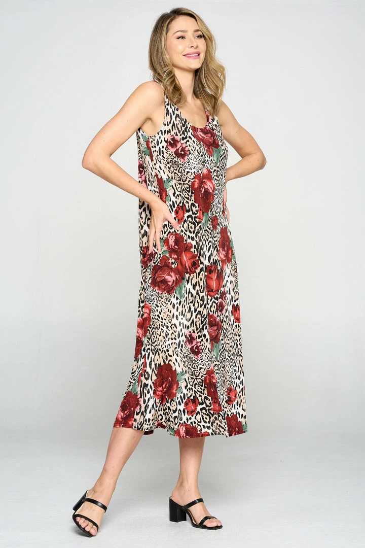 Jostar Women's Stretchy Tank Long Dress Sleeveless Plus Print, 700BN-TXP-W307