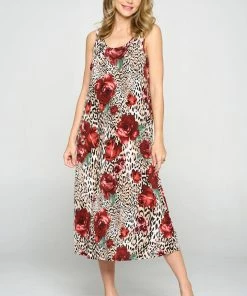 Jostar Dresses Stretchy Long Tank Dress Print -700BN-TRP1-W307