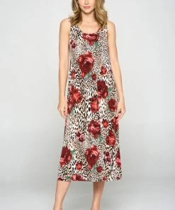 Jostar Dresses Stretchy Long Tank Dress Print -700BN-TRP1-W307