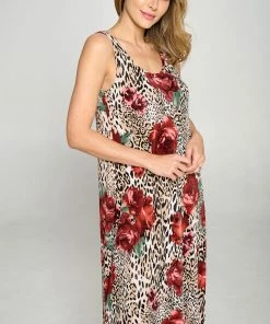 Jostar Women's Stretchy Tank Long Dress Sleeveless Plus Print, 700BN-TXP-W307