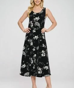 Jostar Women's Stretchy Tank Long Dress Sleeveless Plus Print, 700BN-TXP-W308
