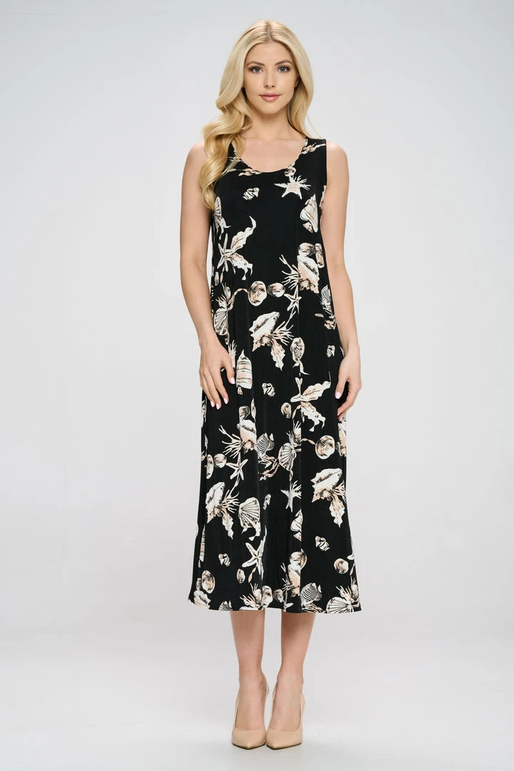 Jostar Stretchy Long Tank Dress Print -700BN-TRP1-W309 Dresses