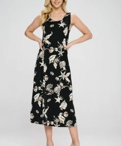 Jostar Stretchy Long Tank Dress Print -700BN-TRP1-W309 Dresses
