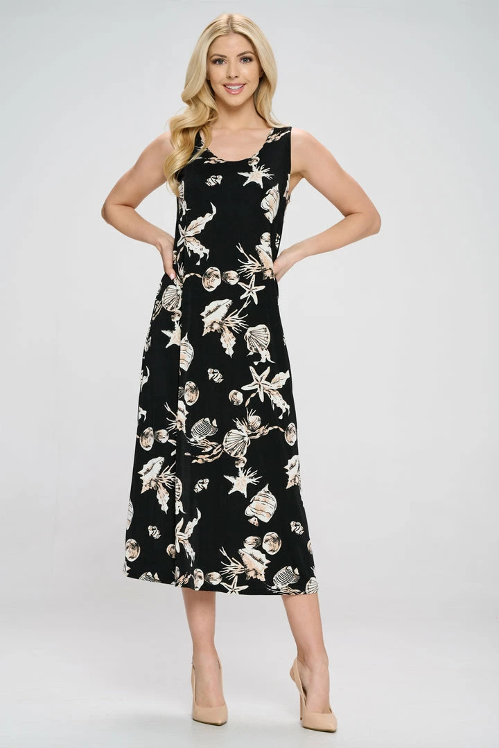 Jostar Stretchy Long Tank Dress Print -700BN-TRP1-W309 Dresses