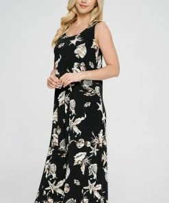Jostar Stretchy Long Tank Dress Print -700BN-TRP1-W309 Dresses