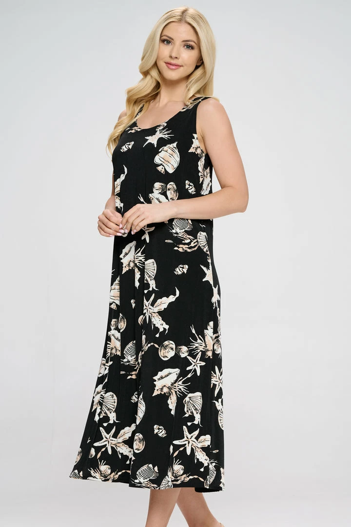 Jostar Stretchy Long Tank Dress Print -700BN-TRP1-W309 Dresses