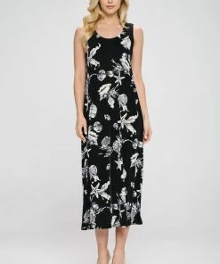 Jostar Stretchy Long Tank Dress Print -700BN-TRP1-W309 Dresses