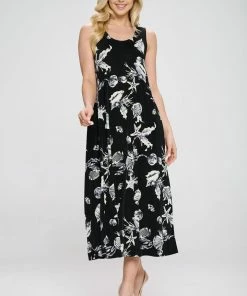 Jostar Stretchy Long Tank Dress Print -700BN-TRP1-W309 Dresses