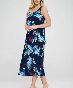 Jostar Women's Stretchy Tank Long Dress Sleeveless Plus Print, 700BN-TXP-W310 Plus Size