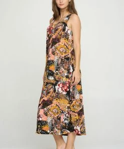 Jostar Online Stretchy Long Tank Dress Print -700BN-TRP1-W316