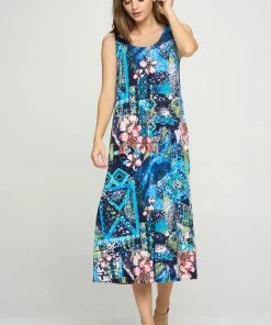 Jostar Online Stretchy Long Tank Dress Print -700BN-TRP1-W316