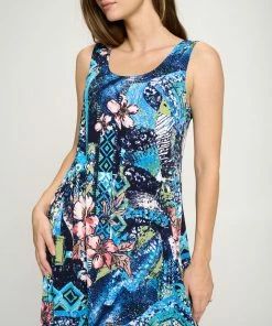 Jostar Online Stretchy Long Tank Dress Print -700BN-TRP1-W316