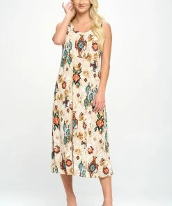Jostar Online Stretchy Long Tank Dress Print -700BN-TRP1-W317 Dresses