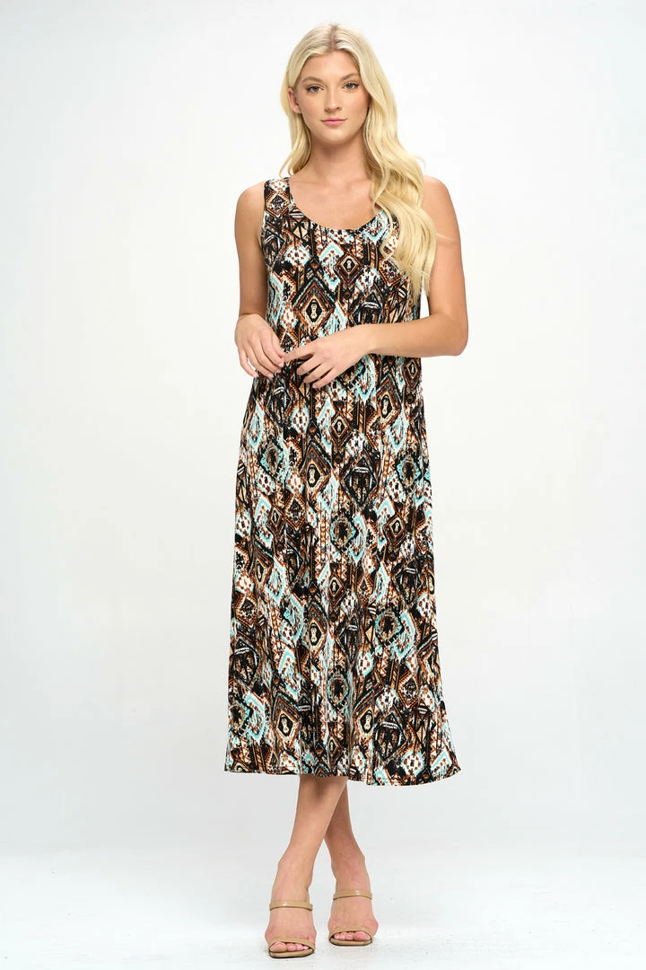 Jostar Stretchy Long Tank Dress Print -700BN-TRP1-W318