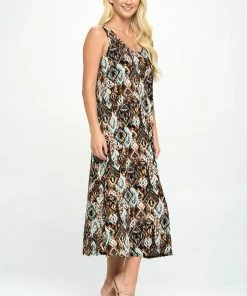 Jostar Stretchy Long Tank Dress Print -700BN-TRP1-W318