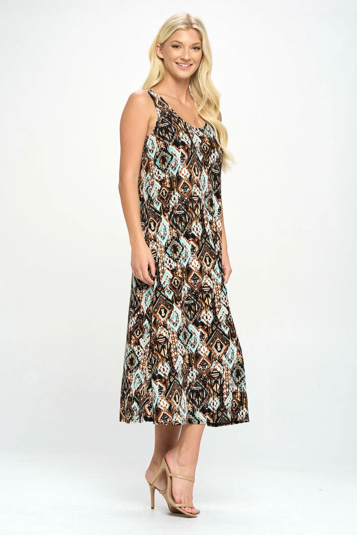 Jostar Stretchy Long Tank Dress Print -700BN-TRP1-W318