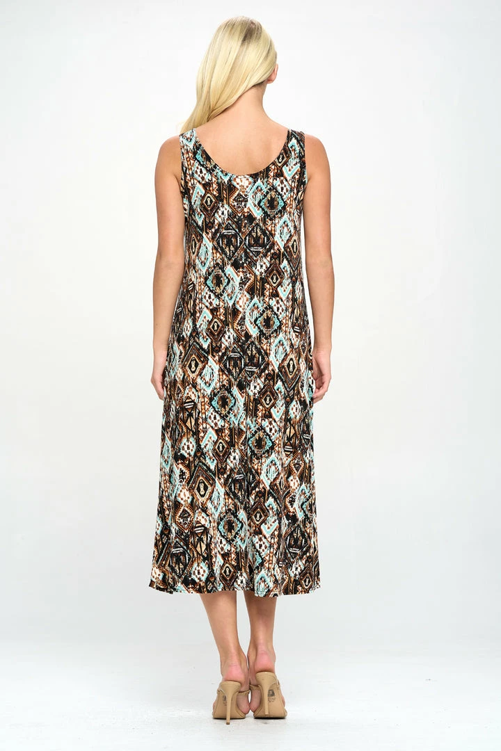 Jostar Stretchy Long Tank Dress Print -700BN-TRP1-W318