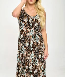 Jostar Stretchy Long Tank Dress Print -700BN-TRP1-W318