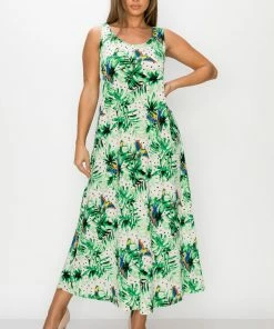 Jostar Online Stretchy Long Tank Dress Print -700BN-TRP1-W319 Dresses