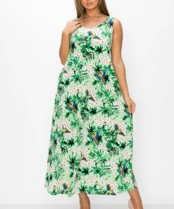 Jostar Online Stretchy Long Tank Dress Print -700BN-TRP1-W319 Dresses