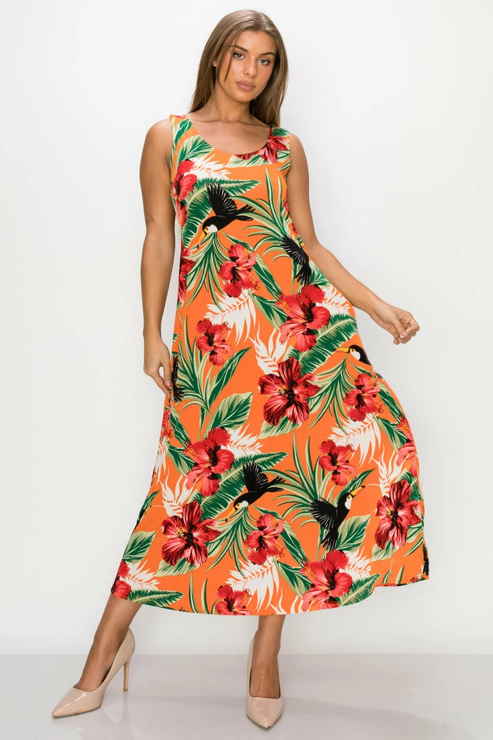 Jostar Stretchy Long Tank Dress Print -700BN-TRP1-W320 Dresses