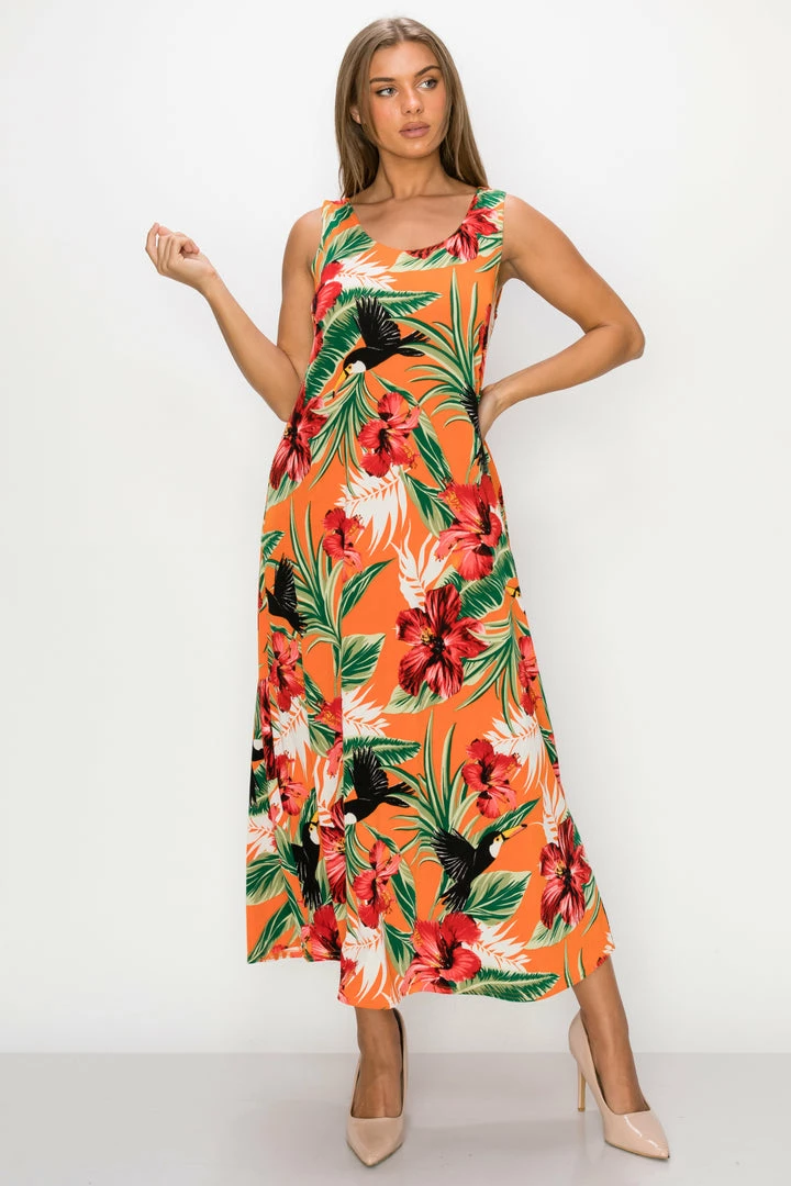 Jostar Stretchy Long Tank Dress Print -700BN-TRP1-W320 Dresses