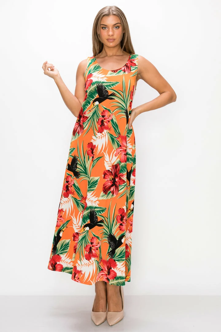 Jostar Stretchy Long Tank Dress Print -700BN-TRP1-W320 Dresses