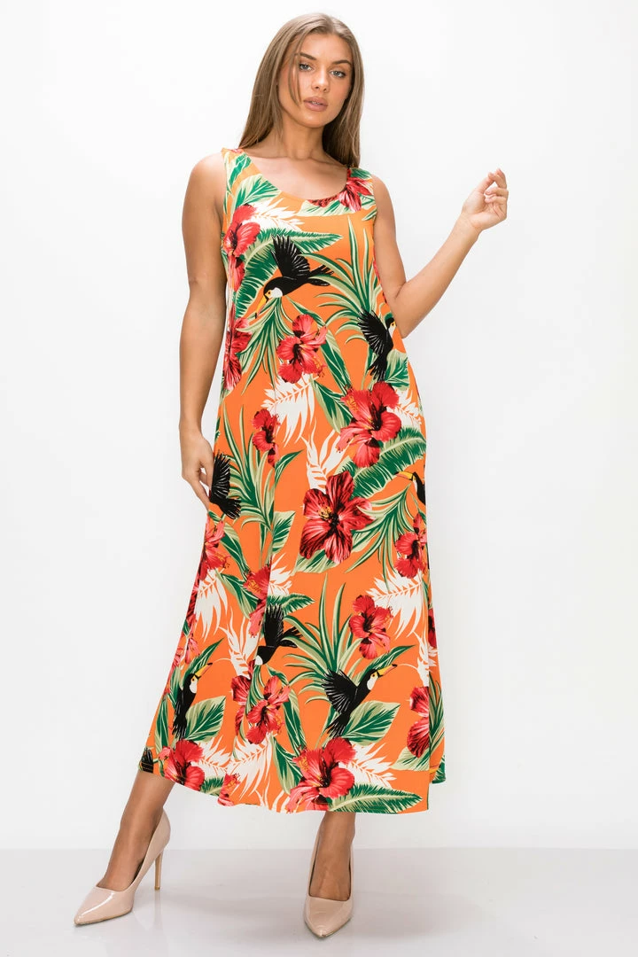 Jostar Stretchy Long Tank Dress Print -700BN-TRP1-W320 Dresses