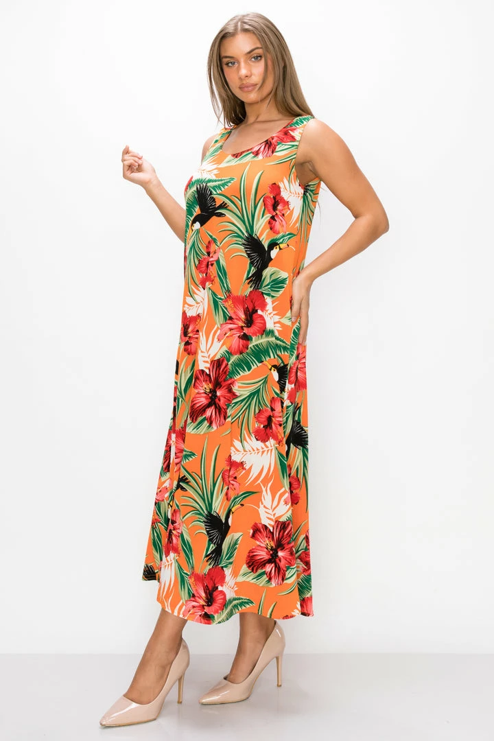 Jostar Stretchy Long Tank Dress Print -700BN-TRP1-W320 Dresses