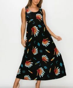 Jostar Stretchy Long Tank Dress Print -700BN-TRP1-W321 Dresses