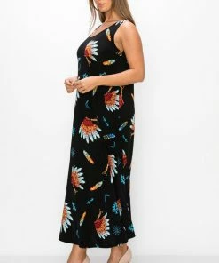 Jostar Stretchy Long Tank Dress Print -700BN-TRP1-W321 Dresses
