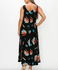 Jostar Stretchy Long Tank Dress Print -700BN-TRP1-W321 Dresses