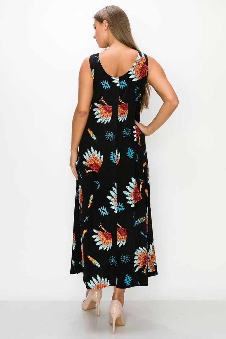 Jostar Stretchy Long Tank Dress Print -700BN-TRP1-W321 Dresses