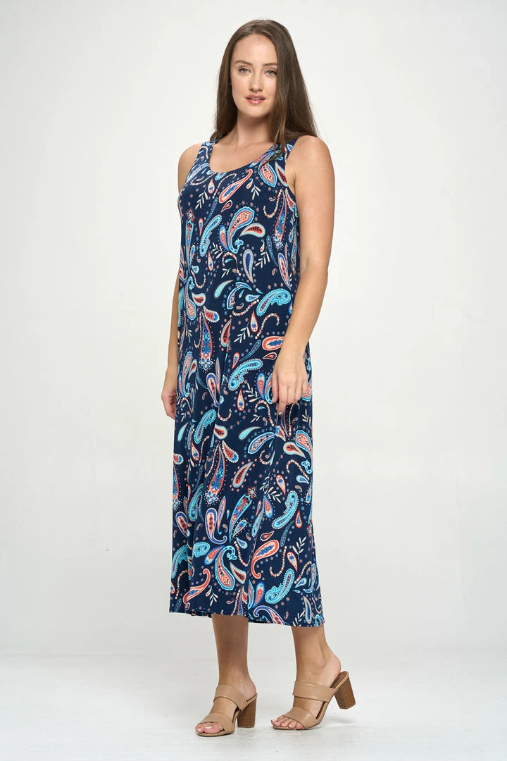 Jostar Stretchy Long Tank Dress Print -700BN-TRP1-W323