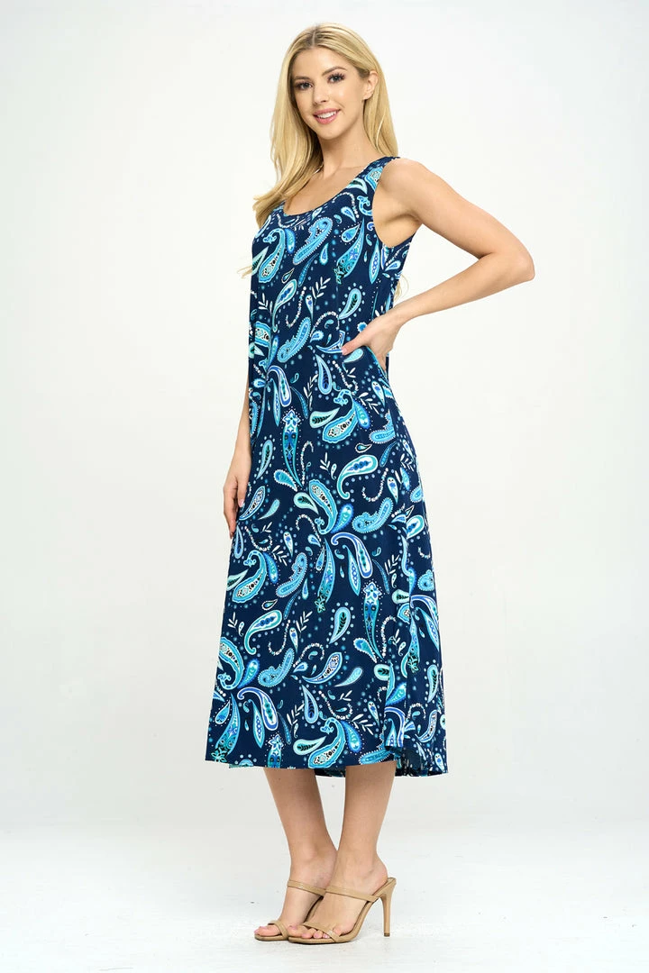 Jostar Stretchy Long Tank Dress Print -700BN-TRP1-W323