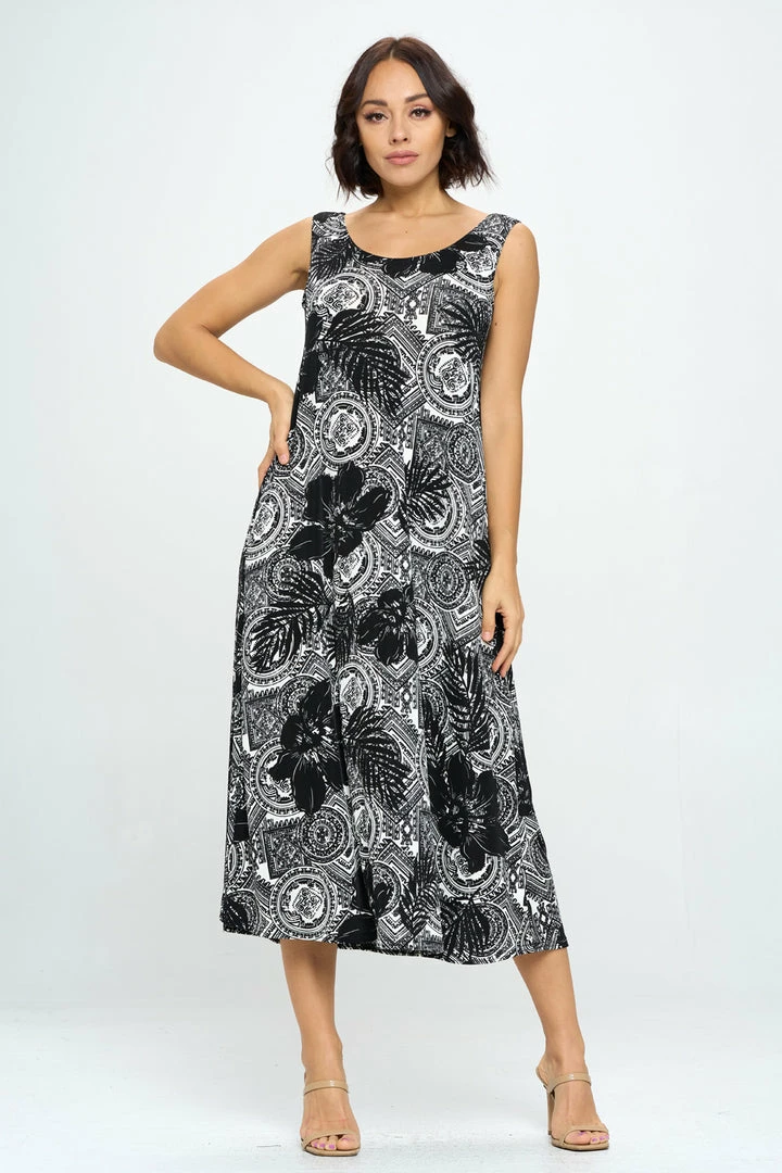 Jostar Tops Stretchy Long Tank Dress Print - 700BN-TRP1-W325