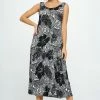 Jostar Stretchy Tank Long Dress Sleeveless Plus In Print-700BN-TXP-W325 Plus Size