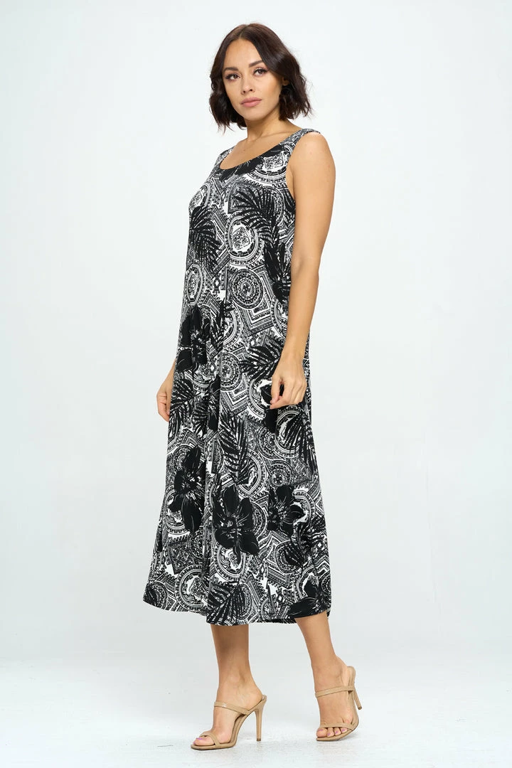 Jostar Tops Stretchy Long Tank Dress Print - 700BN-TRP1-W325