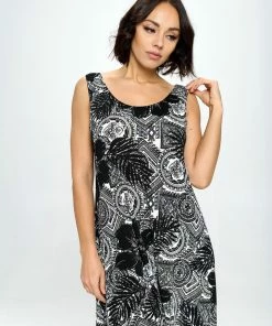 Jostar Stretchy Tank Long Dress Sleeveless Plus In Print-700BN-TXP-W325 Plus Size