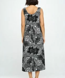 Jostar Stretchy Tank Long Dress Sleeveless Plus In Print-700BN-TXP-W325 Plus Size