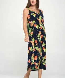 Jostar Stretchy Long Tank Dress Print -700BN-TRP1-W327