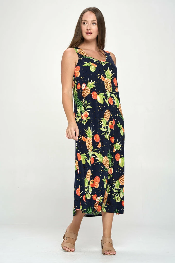 Jostar Stretchy Long Tank Dress Print -700BN-TRP1-W327