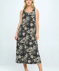 Jostar Stretchy Long Tank Dress Print - 700BN-TRP1-W328