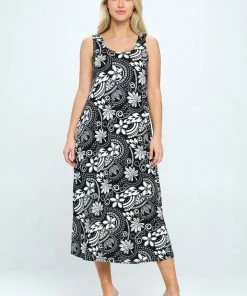 Jostar Stretchy Long Tank Dress Print - 700BN-TRP1-W328