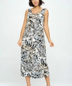 Jostar Dresses Stretchy Long Tank Dress Print - 700BN-TRP1-W329
