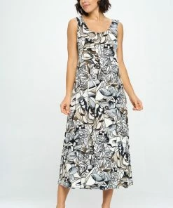 Jostar Dresses Stretchy Long Tank Dress Print - 700BN-TRP1-W329
