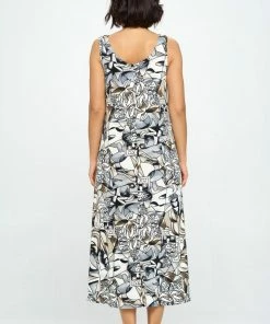 Jostar Stretchy Tank Long Dress Sleeveless Plus In Print-700BN-TXP-W329 Plus Size