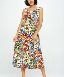 Jostar Dresses Stretchy Long Tank Dress Print - 700BN-TRP1-W329